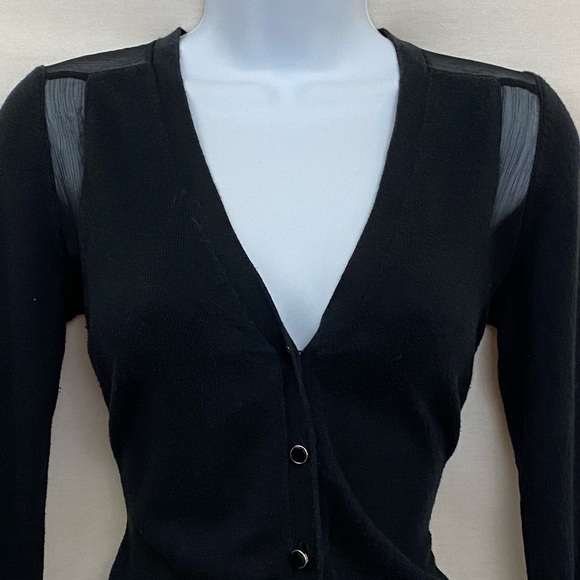 New York & Company Black Sheer Panel Cardigan Size XS P-15 - Picture 5 of 15